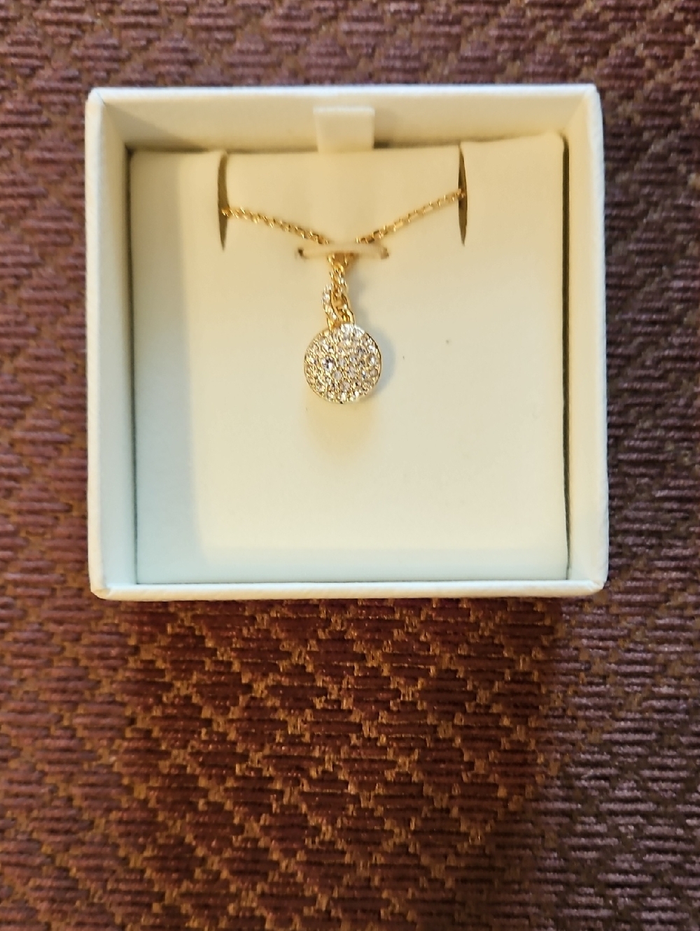Swarovski Gold-Tone Pave Round Pendant Necklace